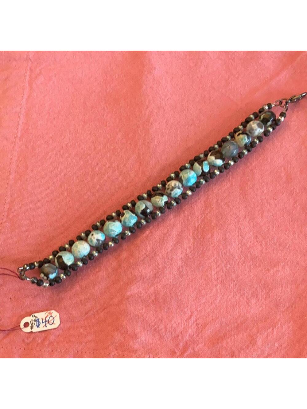 Blue & black Agate bracelet